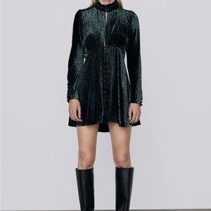 Printed Velvet Dress Zara Xtra Large